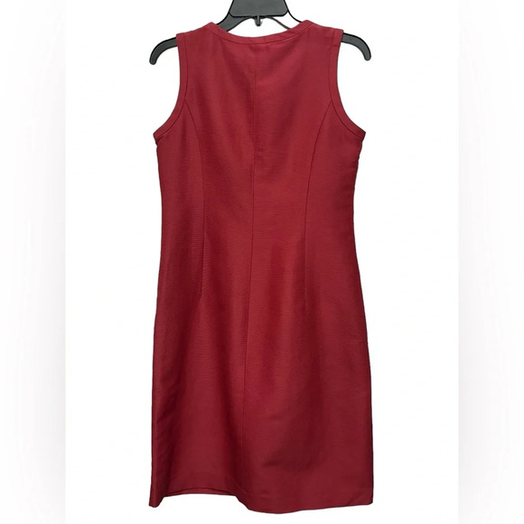 Talbots Red Silk Cotton Sheath Dress Sleeveless Career Pockets Knee Length NWT - Picture 3 of 5